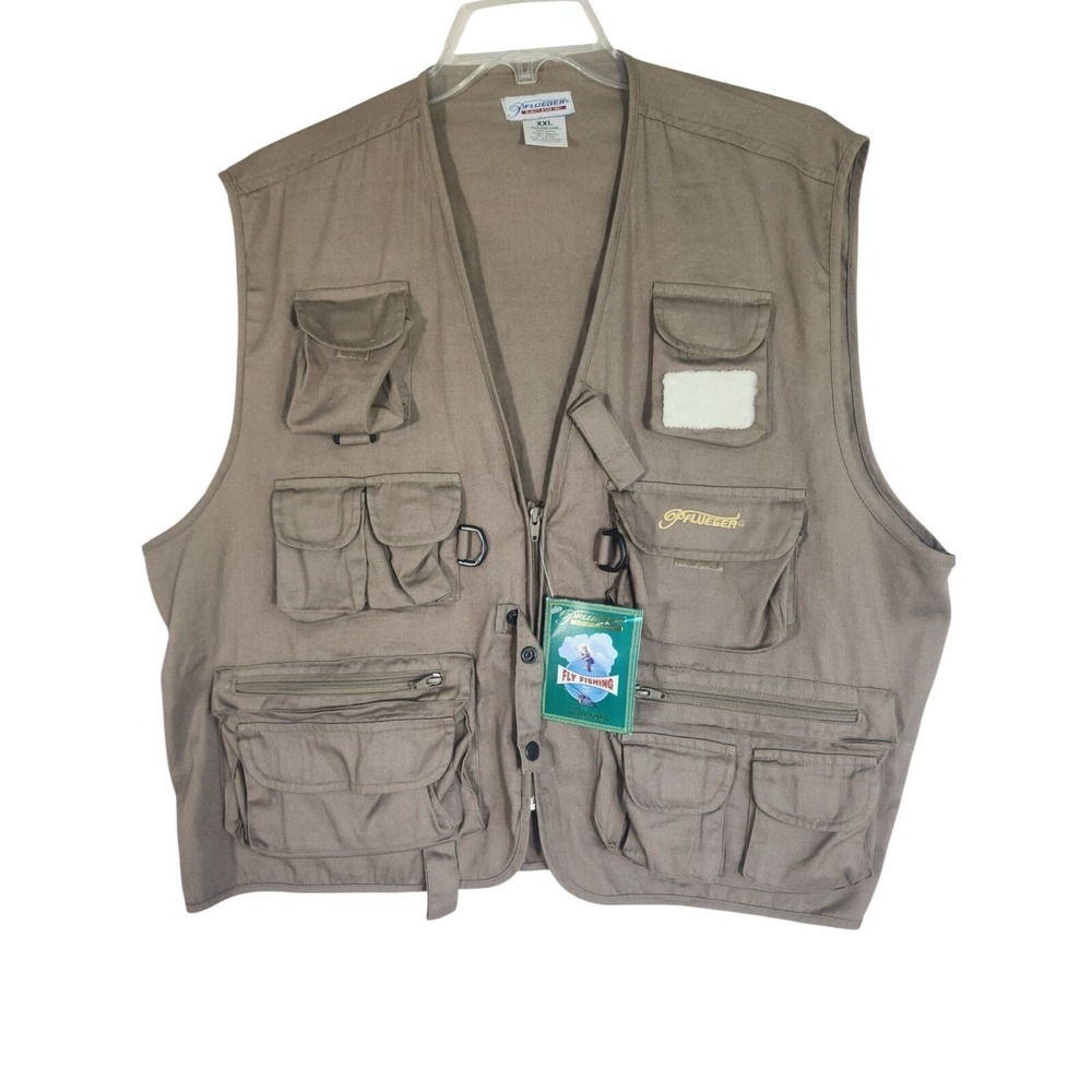 Pflueger Men NWT XXL Fly Fishing Vest Khaki Pocket Photography Tactical Storage